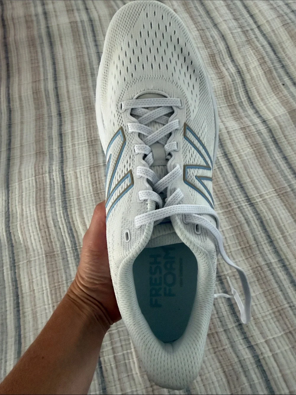 New Balance Women's White/Light Gray Fresh Foam Running Sneakers